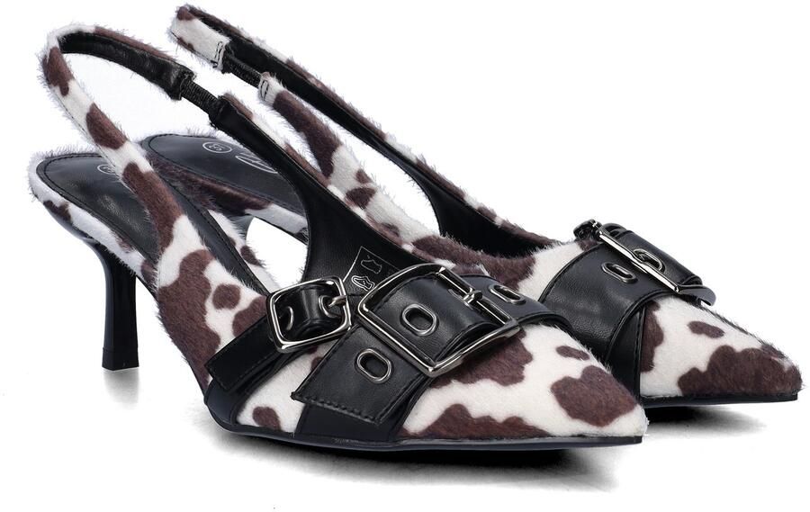 Dolcis slingback pumps met ponyhair en koeienprint bruin wit - Foto 2