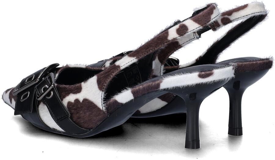 Dolcis slingback pumps met ponyhair en koeienprint bruin wit - Foto 5