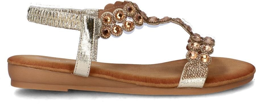 Dolcis imitatieleren sandalen met strass steentjes goud