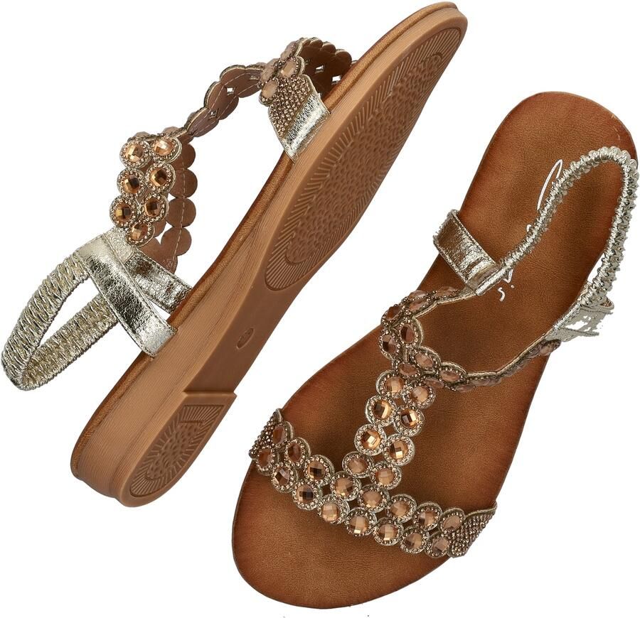 Dolcis imitatieleren sandalen met strass steentjes goud - Foto 4