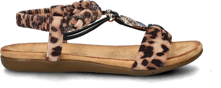 Dolcis suèdelook sandalen met panterprint beige zwart - Foto 4