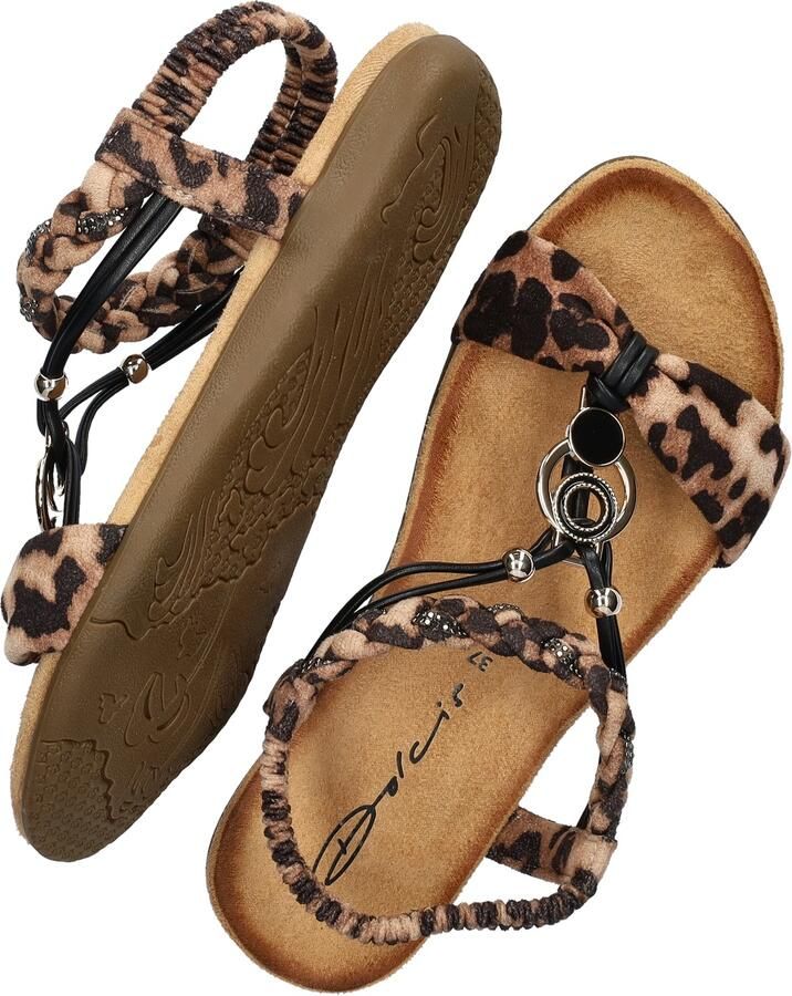 Dolcis suèdelook sandalen met panterprint beige zwart - Foto 5