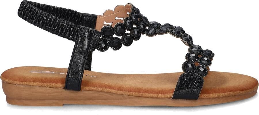 Dolcis imitatieleren sandalen met strass steentjes zwart