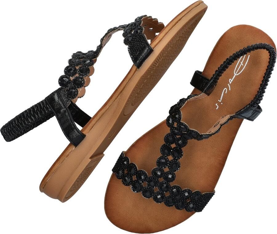 Dolcis imitatieleren sandalen met strass steentjes zwart - Foto 4