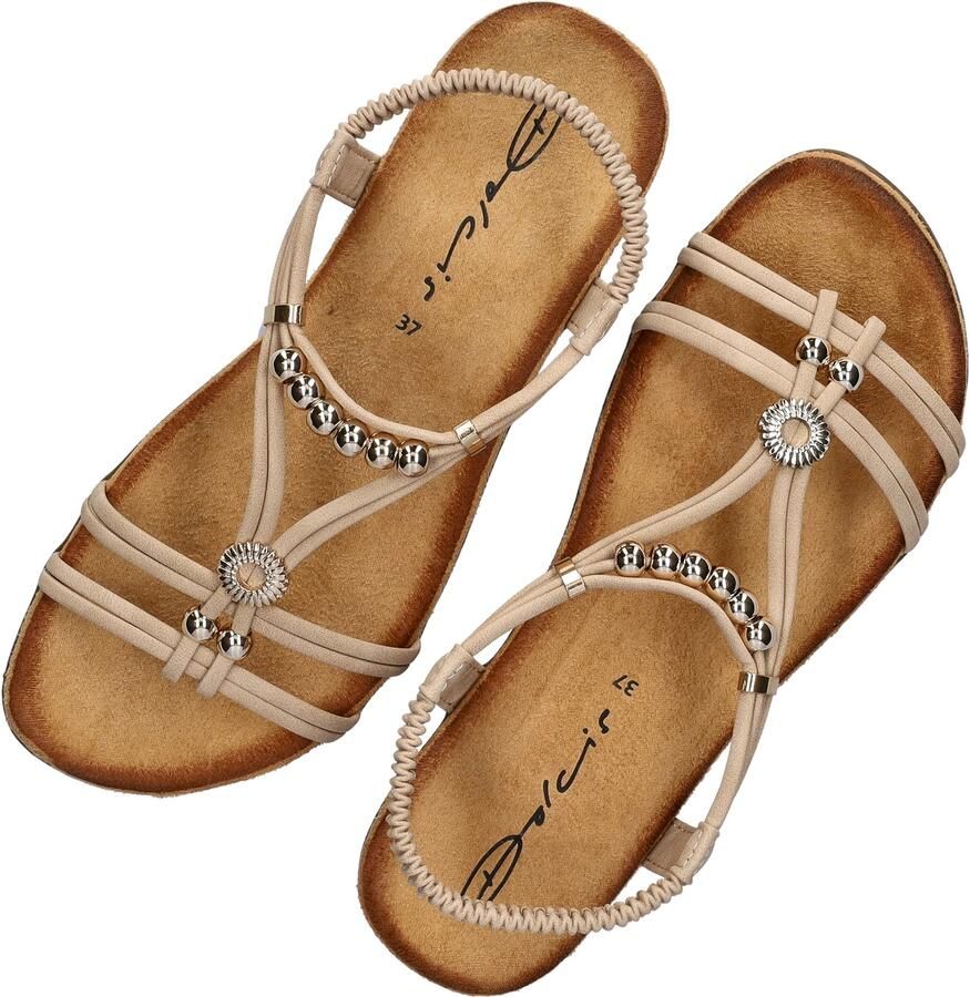 Dolcis suède sandalen met kraaltjes beige - Foto 5