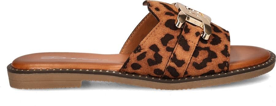 Dolcis slippers met panterprint cognac zwart - Foto 2