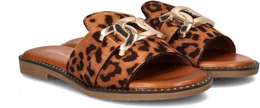 Dolcis slippers met panterprint cognac zwart - Foto 5