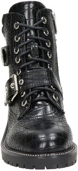Dolcis lak veterboots met siergespen zwart - Schoenen.nl