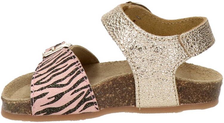 Kipling Rikulu 1 leren sandalen met zebraprint roze goud - Schoenen.nl