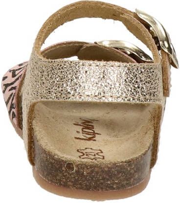Kipling Rikulu 1 leren sandalen met zebraprint roze goud - Schoenen.nl