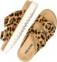 Nelson slippers met ponyhair en panterprint cognac zwart - Thumbnail 6