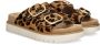 Nelson slippers met ponyhair en panterprint cognac zwart - Thumbnail 5