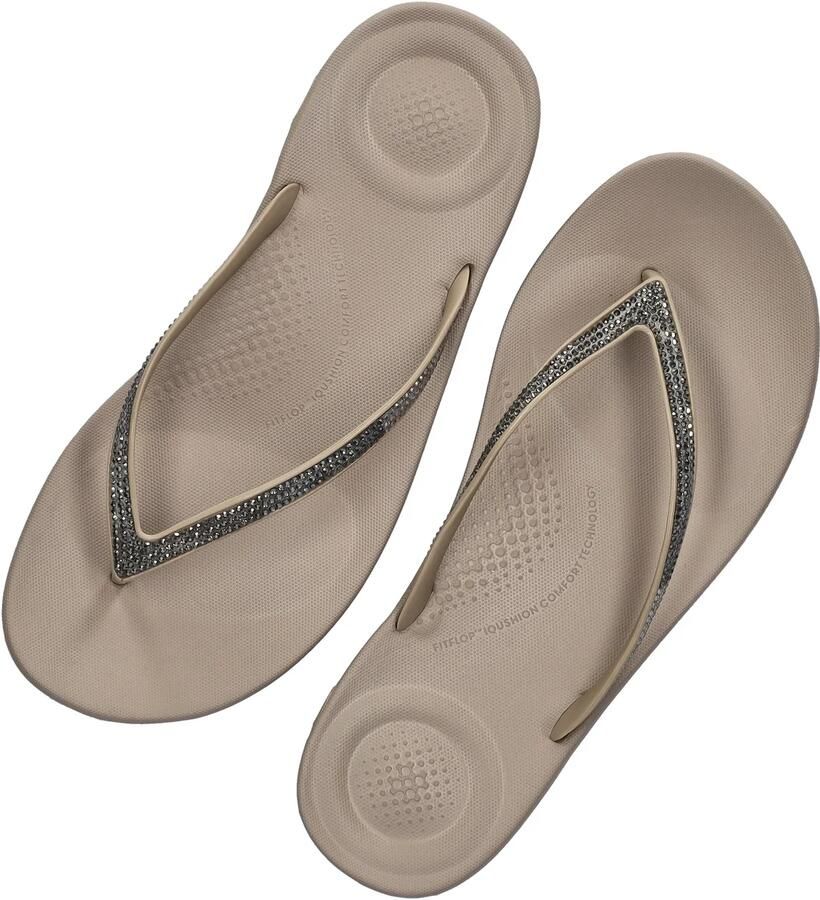 FitFlop Iqushion Ombre Sparkle Flip-Flops Vrouwen On Taupe Pewter - Foto 3