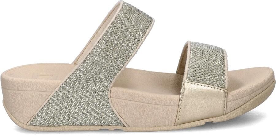 FitFlop Lulu Shimmerglitz Slides Dames Slippers Metallic Beige - Foto 3