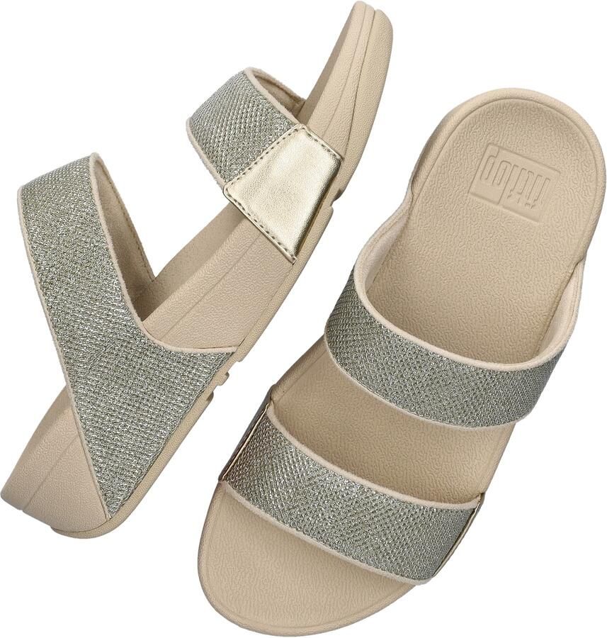 FitFlop Lulu Shimmerglitz Slides Dames Slippers Metallic Beige - Foto 4
