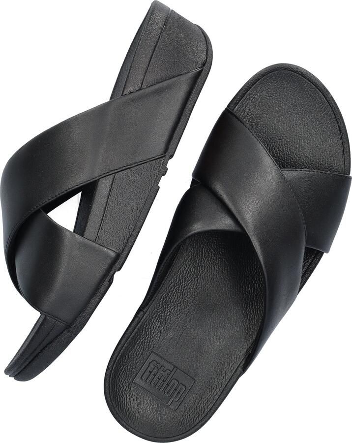 FitFlop Lulu Cross Slide Sandals Leather Dames Sandalen Zwart - Foto 12