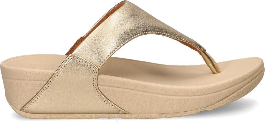 FitFlop Lulu Leather Toepost Dames Slippers Metallic Beige - Foto 7