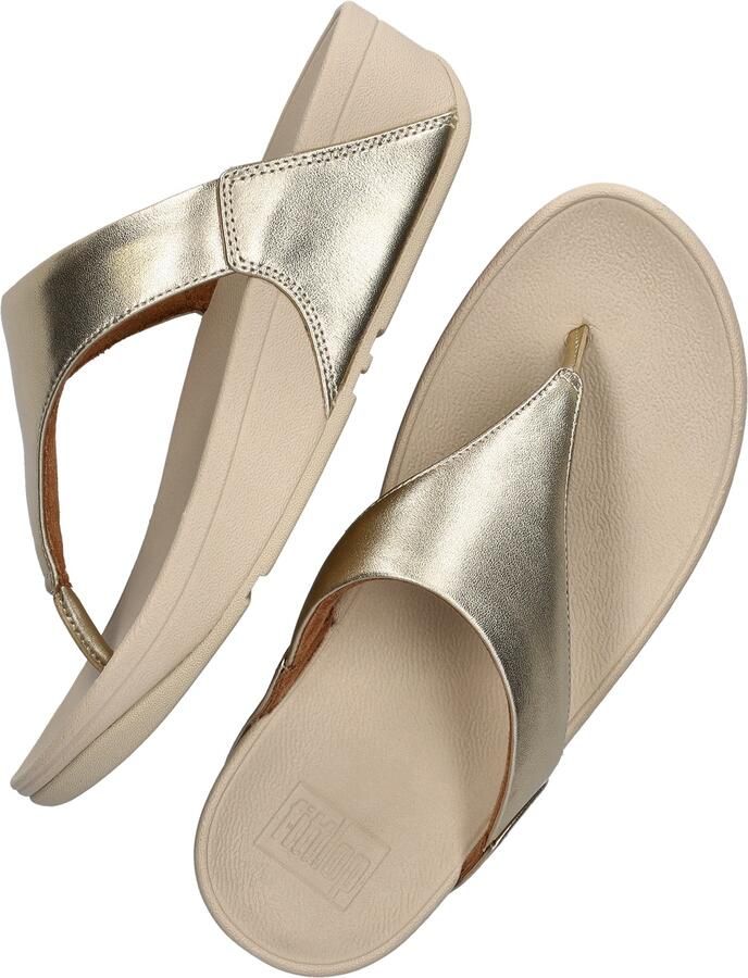 FitFlop Lulu Leather Toepost Dames Slippers Metallic Beige - Foto 8