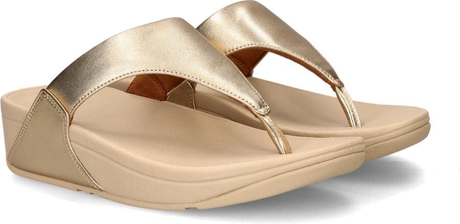 FitFlop Lulu Leather Toepost Dames Slippers Metallic Beige - Foto 10