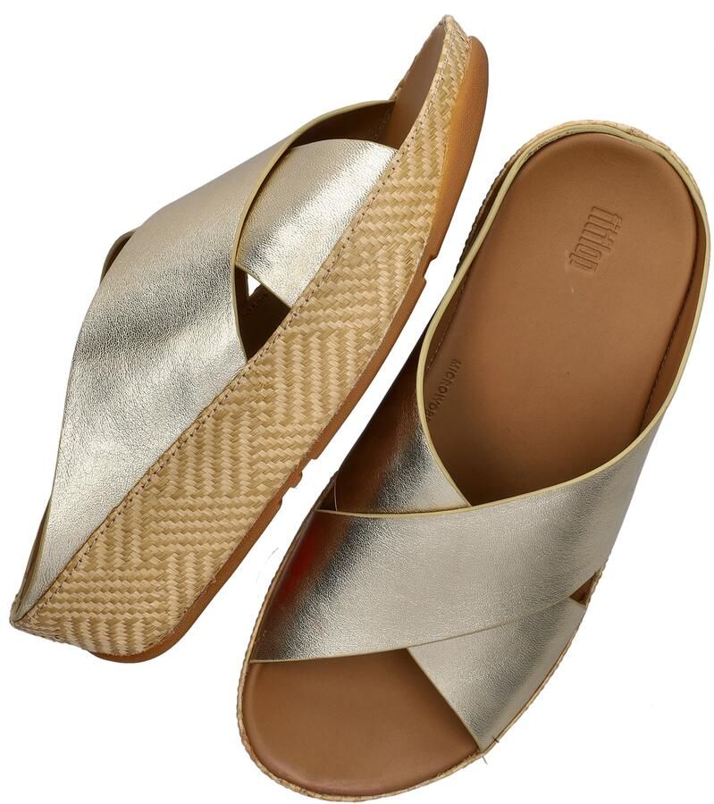 FitFlop Lulu Lux Cross Slide Slippers Dames Goudkleurig - Foto 4