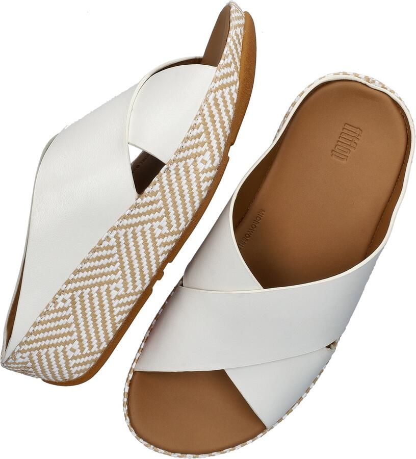 FitFlop Lulu Lux Graphi Weave Leather Cross Slides WIT - Foto 3
