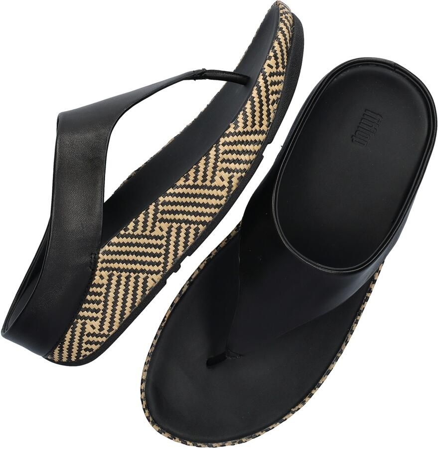 FitFlop Lulu Lux Graphi Weave Leather Toe-Post Sandals Dames Sandalen Zwart - Foto 4