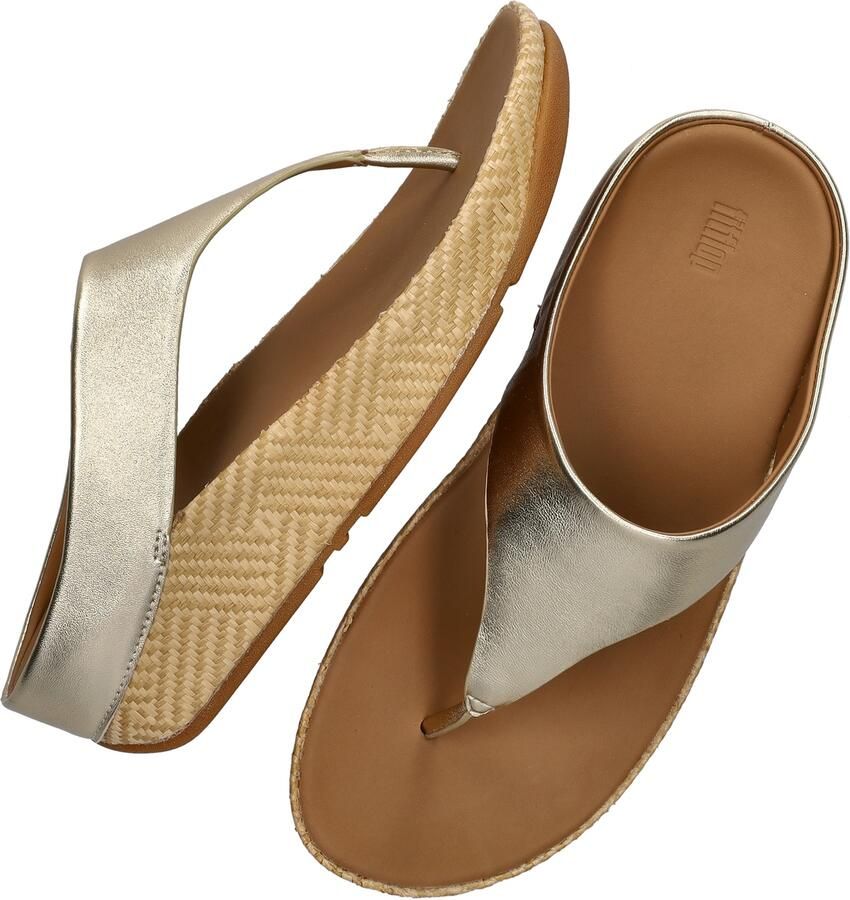 FitFlop Lulu Lux Graphi Weave Leather Toe-Post Sandals Dames Sandalen Metallic Beige - Foto 3