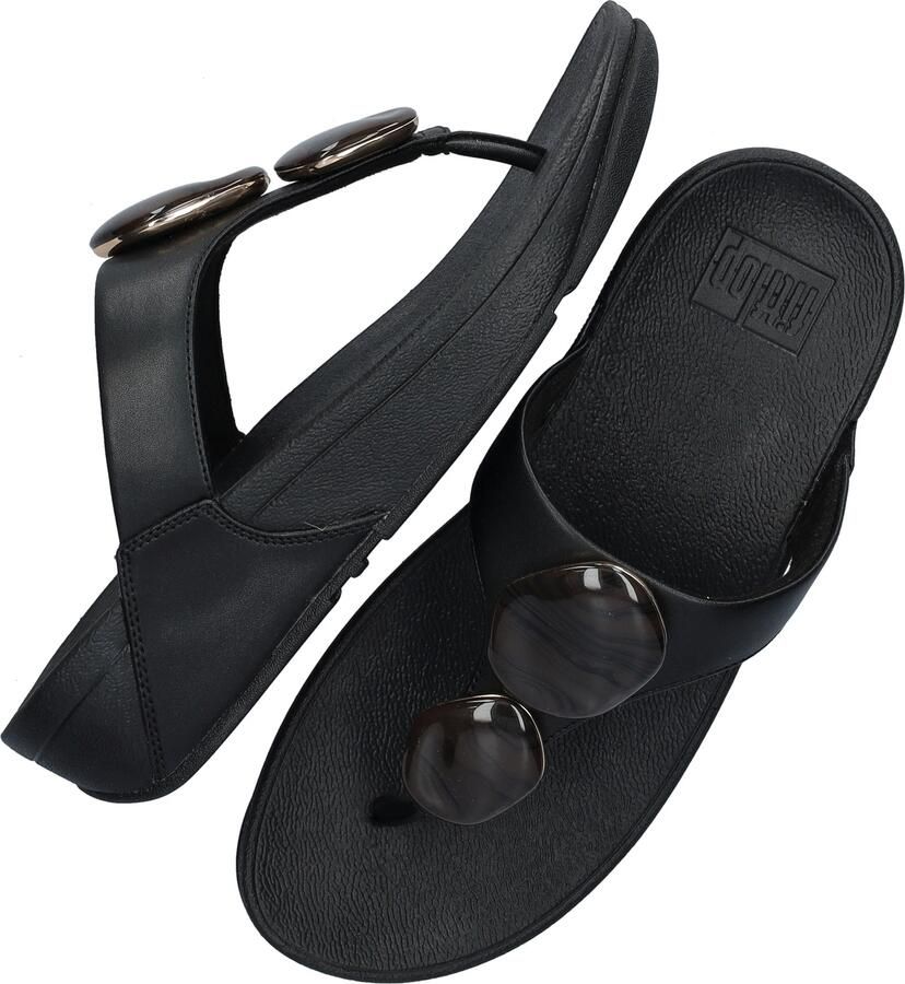 FitFlop Lulu Marbled Stone Toe-post Slippers Dames Zwart - Foto 5