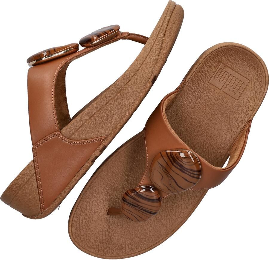 FitFlop Lulu Marbled Stone Toe-post Slippers Dames Camel - Foto 3