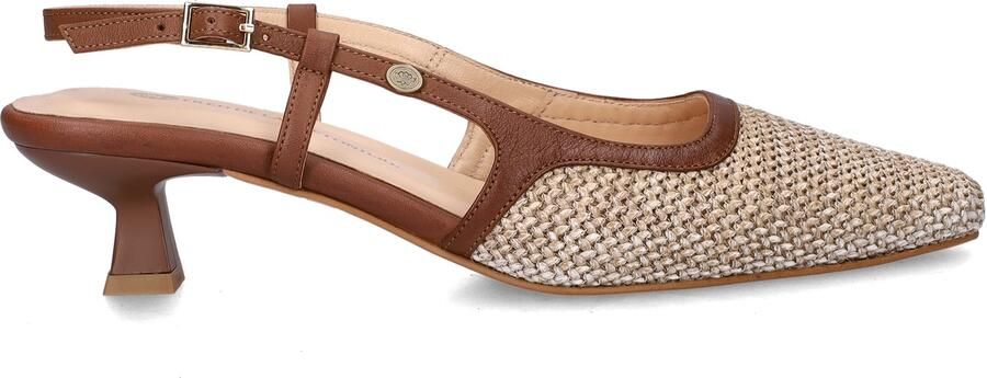 Fred de la bretoniere Carly Sling slingback raffia beige bruin