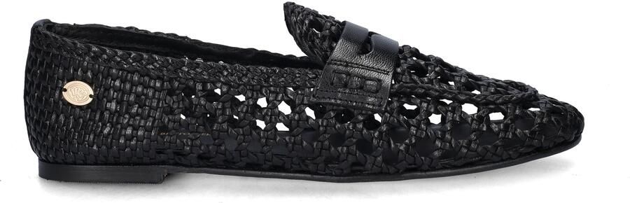 Fred de la bretoniere Glara woven mocassin leer zwart