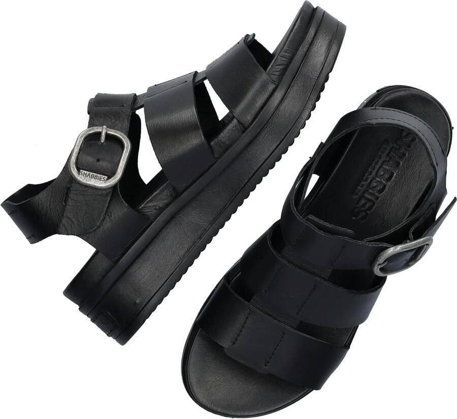 Shabbies Amsterdam Shabbies Dames Sandalen met hak Maro Bold Zwart Leer Plateauzool - Foto 8