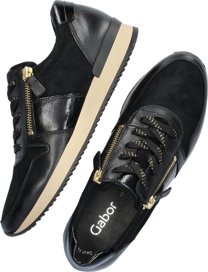 Gabor Vrouwen Leren Lage sneakers Damesschoenen 73.420 nub Zwart - Foto 4