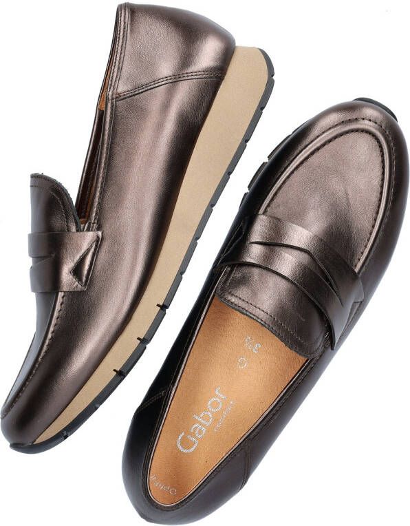 Gabor Bronzen Leren Basket Sneakers Brown Dames - Foto 3