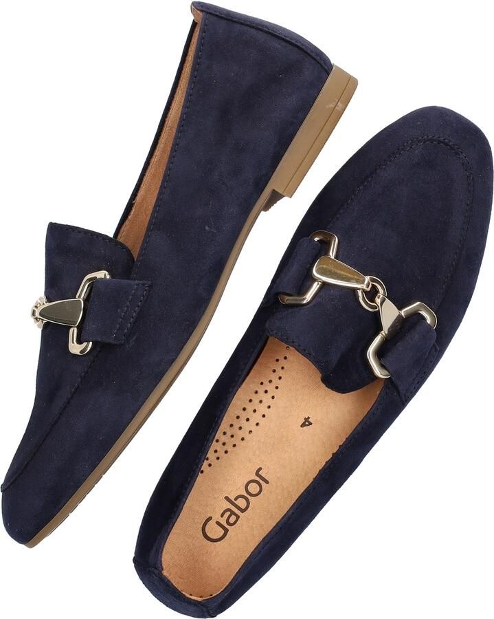 Gabor Elegante blauwe suède loafers met gouden detail Blue Dames - Foto 14