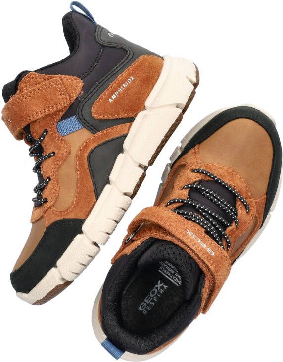 Geox J Flex sneakers cognac zwart Bruin Jongens Imitatieleer Meerkleurig 29 - Foto 2