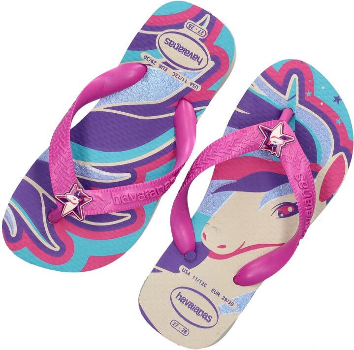 Havaianas Unicorn teenslippers roze beige Meisjes Rubber Personage 35 36 - Foto 5