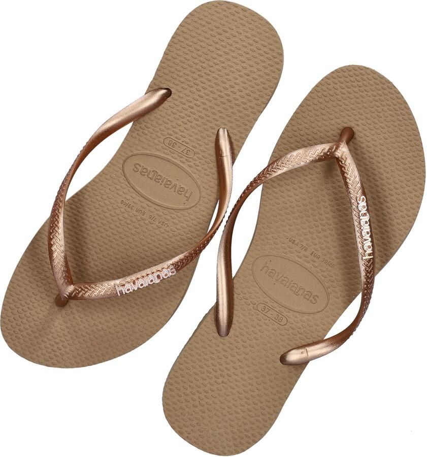 HAVAIANAS Teenslippers Dames Slim Logo Metallic Maat: 35 36 Materiaal: Rubber Kleur: Bruin - Foto 12