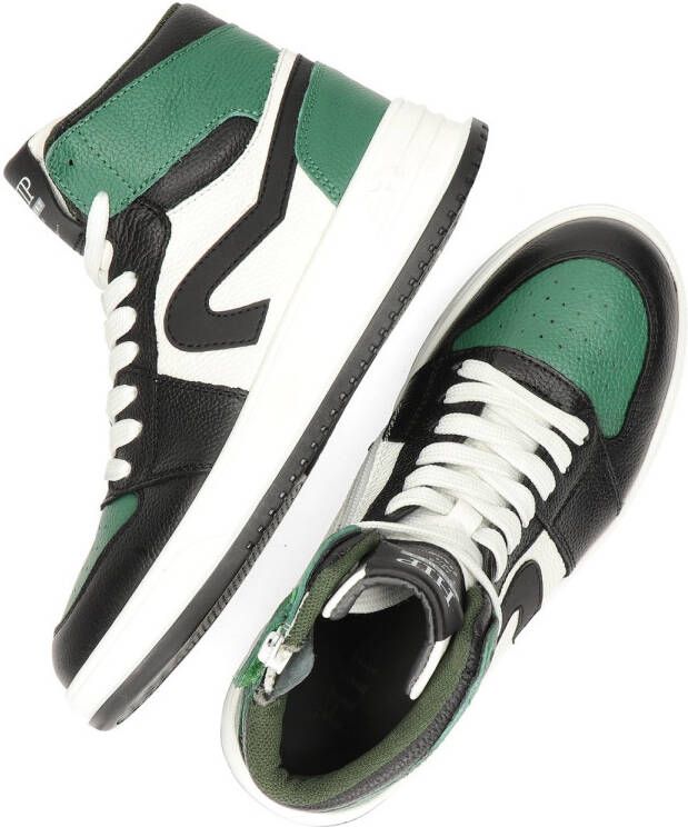 Hip leren sneakers zwart groen wit Jongens Leer Meerkleurig 37 - Foto 6