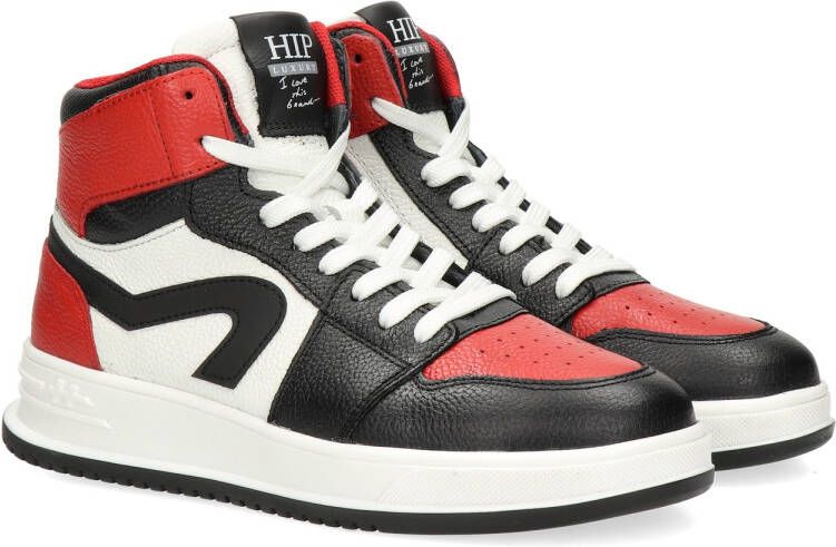 Hip leren sneakers rood wit zwart Jongens Leer Meerkleurig 40 - Foto 6