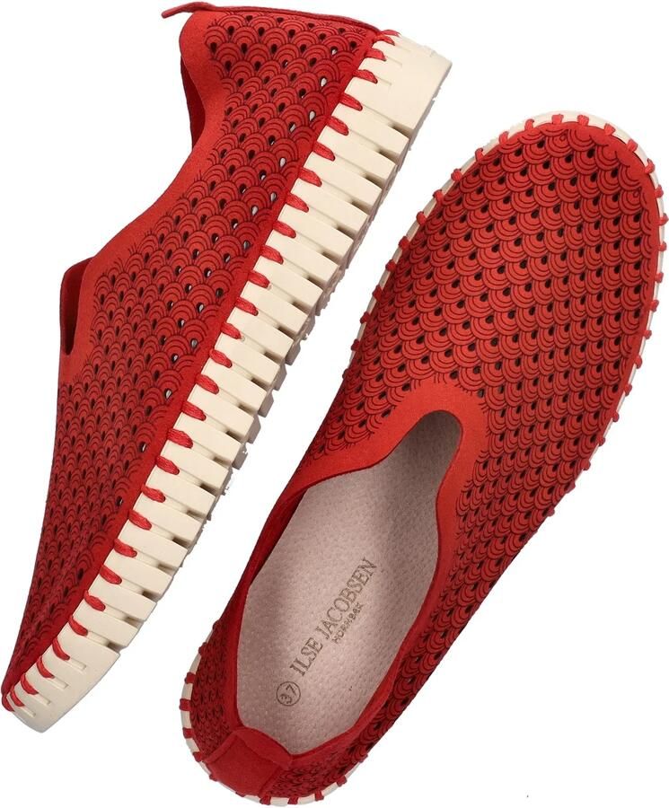 Ilse Jacobsen Instappers Dames Instapschoenen Damesschoenen Canvas Tulip 3275 Rood - Foto 13