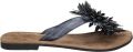 Lazamani Dames Slippers 33.506 Black Flower Zwart Leer LA33506black - Grijs