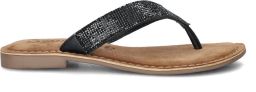 Lazamani Leren slippers met strass-steentjes Zwart Leer Teenslippers Dames