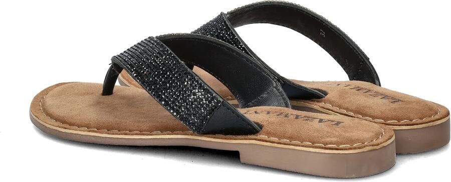 Lazamani Leren slippers met strass-steentjes Zwart Leer Teenslippers Dames - Foto 5