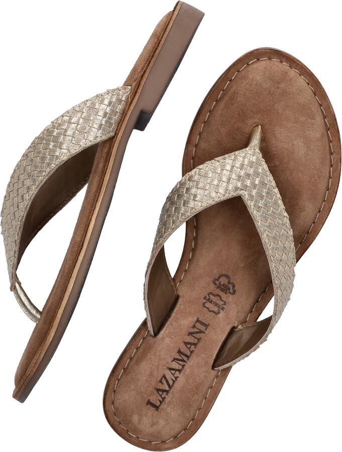 Lazamani ladies toe slippers shiny weav Goud Suede Teenslippers Dames - Foto 8