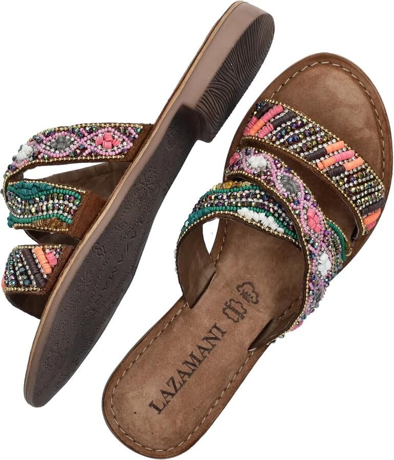 Lazamani Versierde slippers met suède Bruin Leer Leren slippers Dames - Foto 8