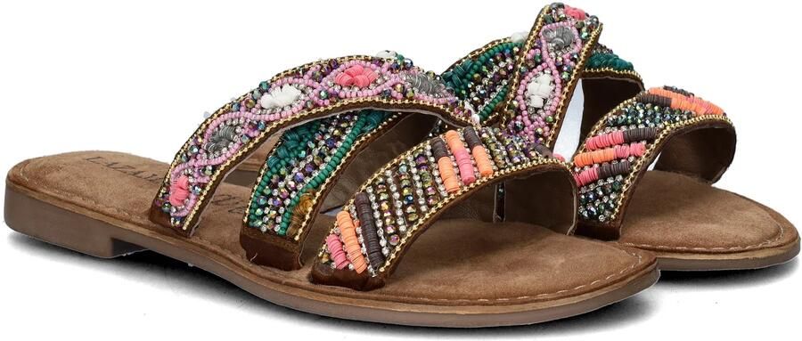 Lazamani Versierde slippers met suède Bruin Leer Leren slippers Dames - Foto 10