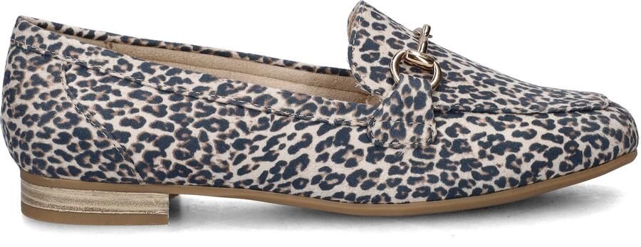 Marco Tozzi suède loafers met panterprint met siergesp zwart beige
