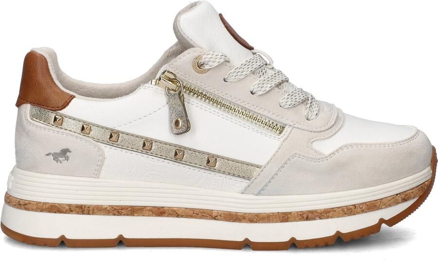 MUSTANG Sneakers laag beige wit - Foto 2