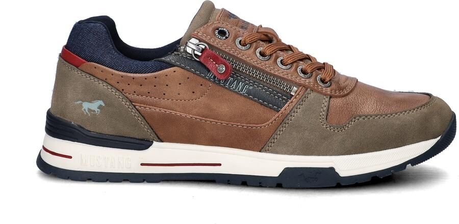 MUSTANG Sneakers laag blauw cognac olijfgroen - Foto 2
